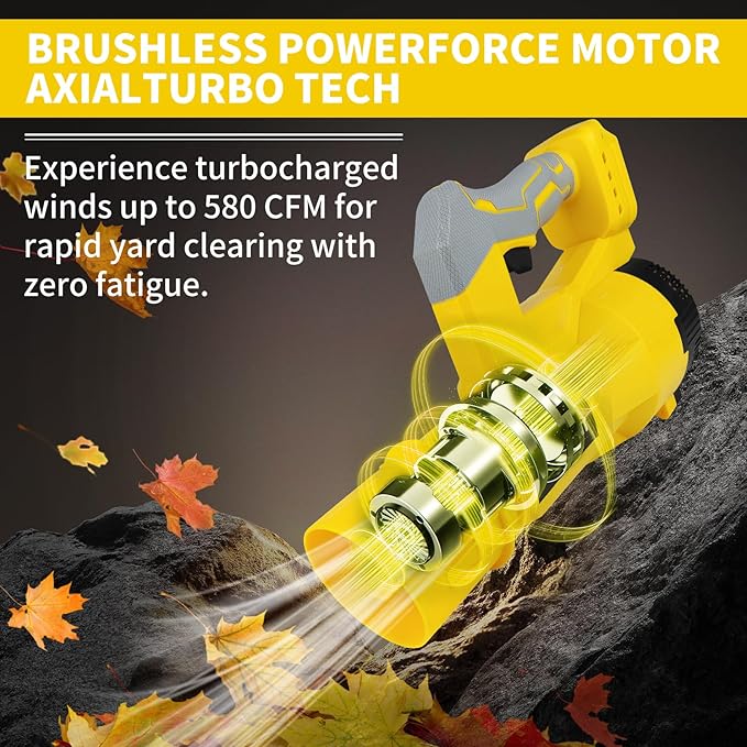 Leaf Blower Cordless, 6 Speed Levels Electric Leaf Blower with 4.0Ah Battery and Charger, 580CFM & 160MPH, 4.3 lbs Lightweight, for Lawn Care, Yard, Garage, Blowing Leaves, Dust or Snow