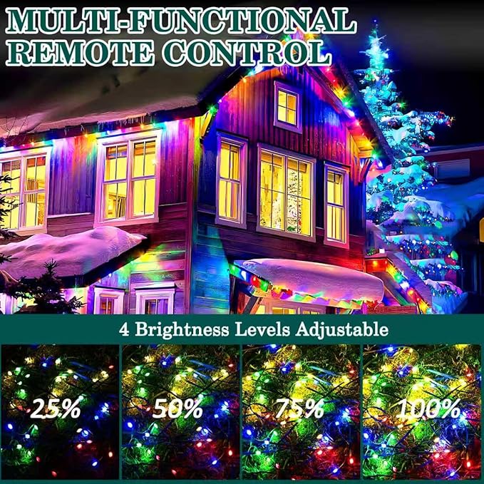 HYH Christmas Lights Outdoor 1000 LED 328FT String Lights Multicolored, IP67 Waterproof Indoor Christmas Fairy Multifunction Roll Light with Remote for Garden Tree Patio Balcony Xmas Party Decor