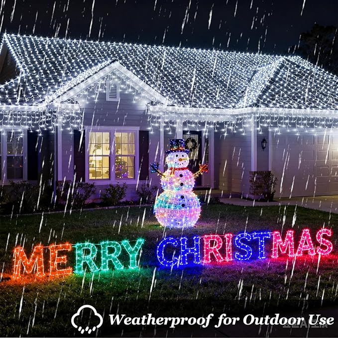 1620 LED 164ft Outdoor Christmas Lights, 12 Modes Dimmable Curtain String Lights with 360 Drops, Waterproof Twinkle Fairy Lights with Timer for Bedroom Window Holiday Wedding Xmas Decor, Cool White