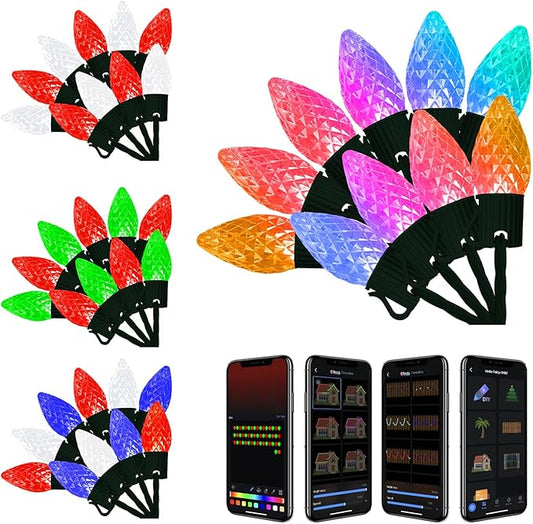 Smart C9 LED Christmas Lights Outdoor, 118 FT 150 LED C9 String Lights App Control 105+ Modes Waterproof Connectable RGB Color Changing Christmas Tree Lights for Outside Roofline Patio Home Xmas Decor