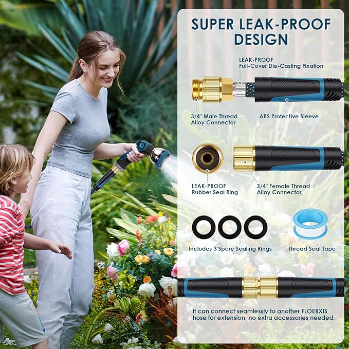 Non-Expandable Garden Hose 100 FT, Lightweight Hose with 10 Function Spray Nozzle, Kink-Free Flexible Water Hose, Durable, Leak-Proof, 360¡Æ Swivel Connectors, Portable Storage Strap