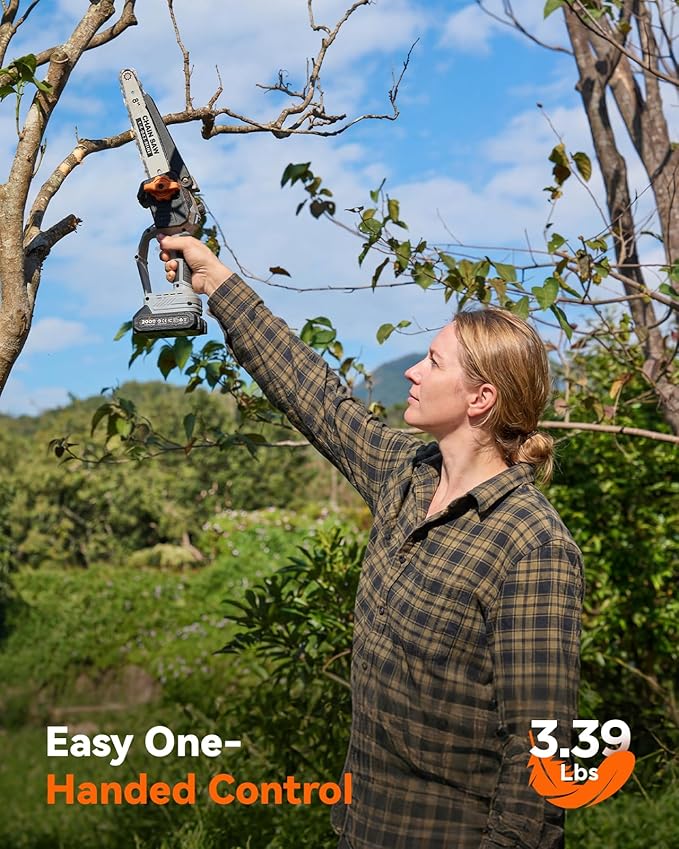 8-Inch Mini Chainsaw Cordless, Brushless Motor, 2¡¿2000mAh Batteries, Lightweight Handheld Electric Chain Saw for Cutting Thick Branches, Tree Trimming, Wood Cutting, Easy to Use & Maintain