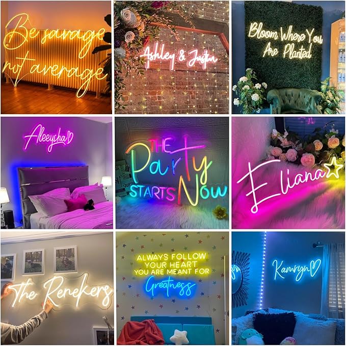 Custom Neon Signs, Neon Sign Customizable for Wall Decor, Personalized Name Neon Sign for Bedroom Wedding Party Birthday Gifts, Neon Lights LED Logo Signs for Bar Business Shop