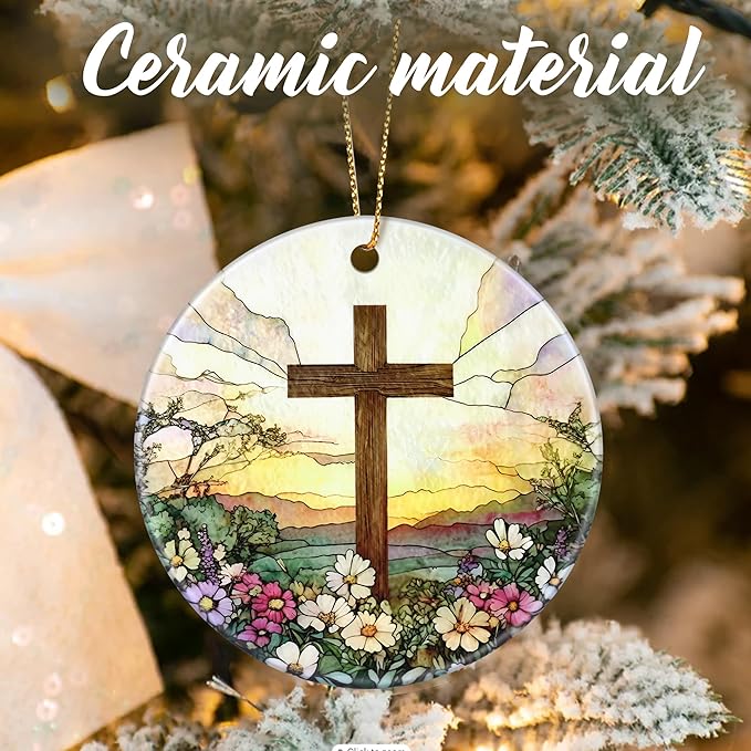Stained Glass Cross Ornaments, Christian Christmas Ornaments: Christmas Tree Decorations, Easter Faith Cross Home Decor, Stocking Stuffers, Gift Ideas, Xmas Gift, Christian Gifts & Gifts For Religious