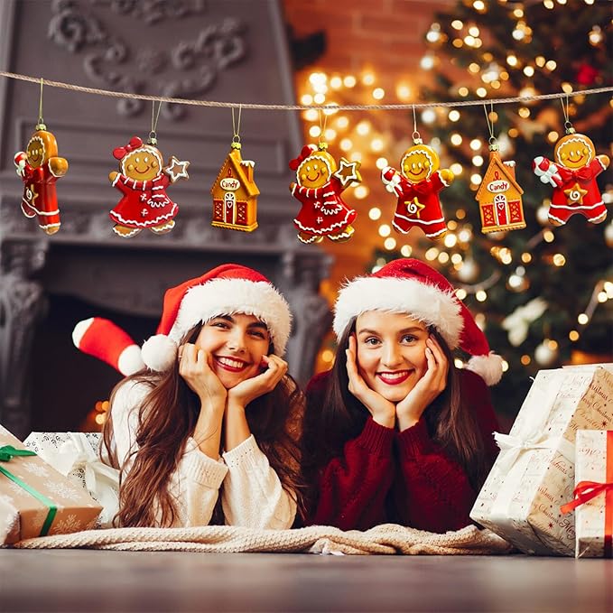 3pcs Gingerbread Christmas Tree Ornaments Set 2025 House Shatterproof Ornament 3D Decorations Indoor Unique Decor Gifts for Grandkids