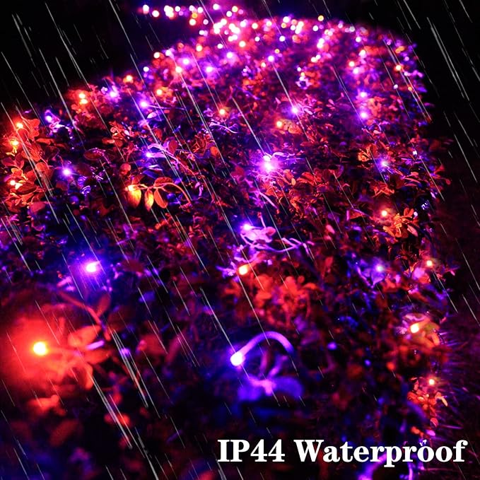 300LED Net Lights Halloween Decorations, 14.8ft x 5ft Outdoor Mesh Lights 8 Modes & Timer, Connectable Waterproof Christmas Light for Bushes Xmas Tree Party Garden Lawn, Purple Orange