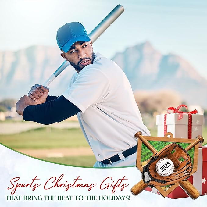 FLAGWIX Baseball Ornaments for Christmas Tree - 2D Flat (Not 3D) Suncatcher Christmas Ornaments 2025 for Tree Decorations - Baseball Gifts for Boys 12-14 and 8-12, Sports Gifts for Boys Son Team Coach