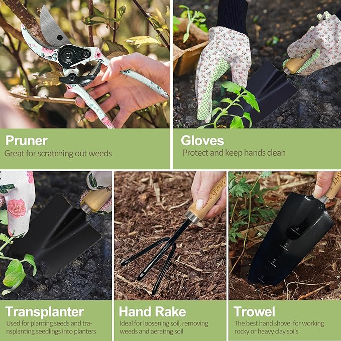 Gifts for Gigi, Christmas Gardening Kit Gigi Gifts from Grandkids Floral Gardening Tools and Durable Garden Tools Organizer Tote, Ideal Gardening Gift for Women on Birthday Plant Lover Present
