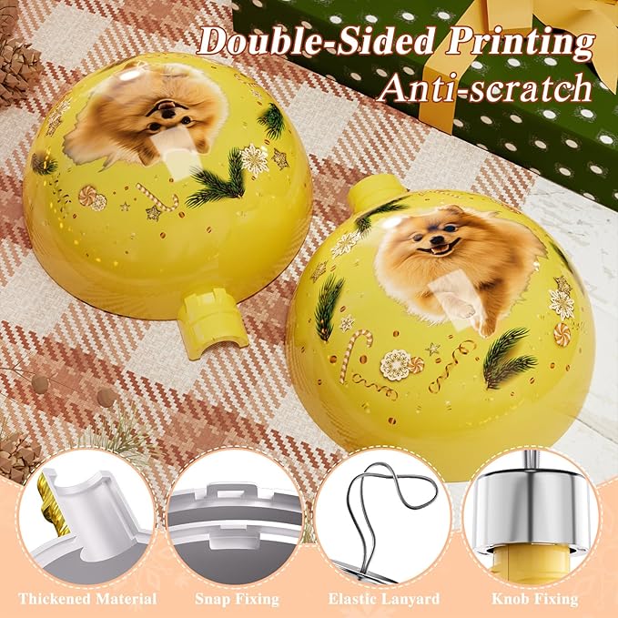 Bemaystar Personalized Photo Ball Christmas Ornaments - Custom Dog Ornaments for Christmas Tree, Photo Ornament Customized Xmas Tree Hanging Decorations