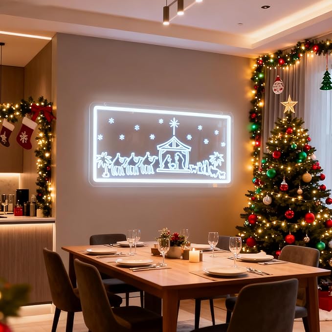 Christmas Home Decor Neon Sign Led Neon Christmas Lights Ornaments Tree Decorations Outdoor Neon Signs for Wall Decor USB Powered Led Neon Signs for Room Decoration