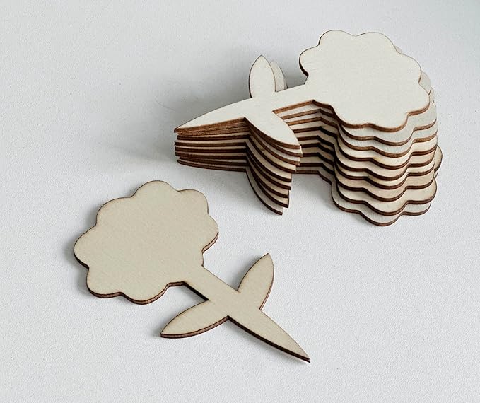 100 Pcs Wood Plant Labels, Natural Wooden Plant Marker Garden Sign Tags, Flower Type Garden Markers for Succulents, Herbs, Seedlings, Potted, Flowers, Vegetables (Flower)
