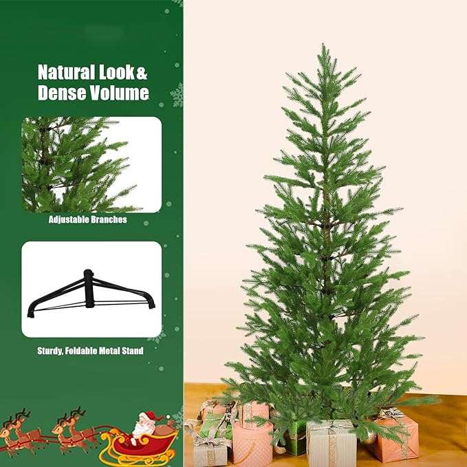 5FT Artificial Norfolk Christmas Tree, Slim Christmas Tree UV Resistant for Outdoor & Indoor Use Holiday Christmas Decor