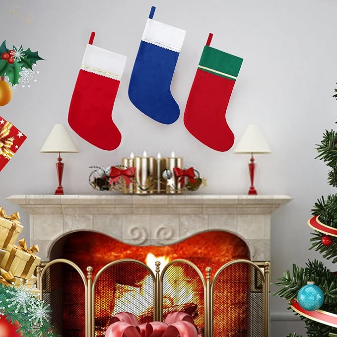 24 Pack Candy Cane Christmas Stockings, 19 Inches Red and White Christmas Stockings for Family Christmas Holiday Decorations