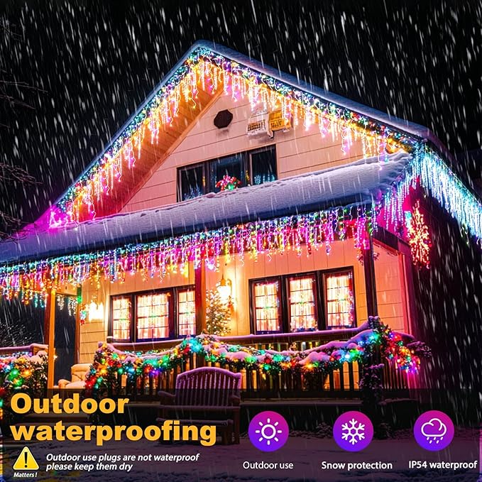 Christmas String Lights Outdoor, App and Remote Control, Warm White to Multicolor 49ft with 640 LEDs Waterproof for Outside Yard Patio Eave Decorations