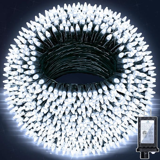 240FT 750LED Christmas Lights,12 Modes Cool White Outdoor String Lights with Timer & Dimmable, Waterproof Green Wire Christmas String Lights for Indoor Tree Xmas Patio Fence Wedding Party Decor