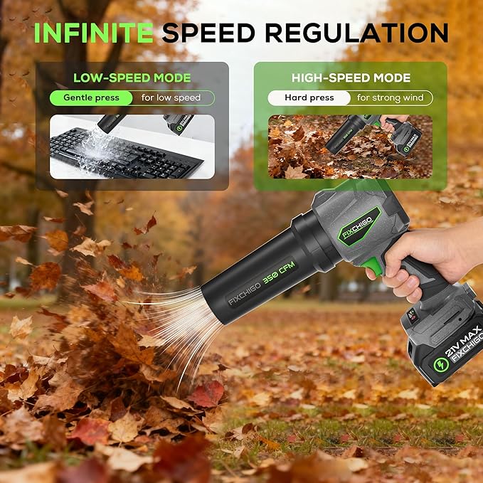 Cordless Leaf Blower, Brushless Dust Cleaner with 1 x 4.0Ah Batteries,3 Speed Modes,Handheld Leaf Blower for Lawn, Garage, Snow, Patio(Gray)