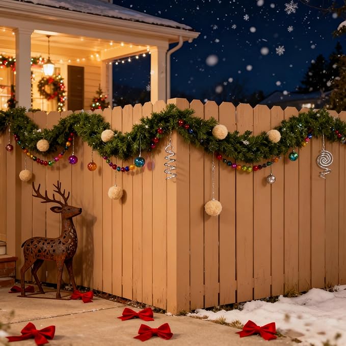 Christmas Garland 9FT Real Touch Artificial Pine Garland, Christmas Greenery Garland for Mantle Decorations, Christmas Garland for Stairs Railing, Wall, Table, Indoor Outdoor Holiday Decor