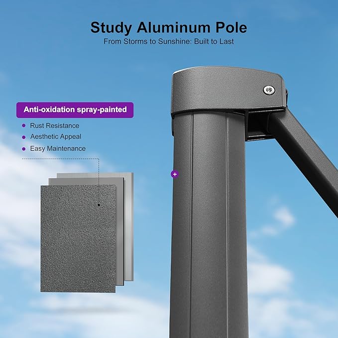 PURPLE LEAF 8 FT Cantilever Patio Umbrella Outdoor Aluminum Offset Square Umbrella with 3 Years Fade Resistance Recycled Fabric and 360-degree Rotation for Deck Pool Garden, Mint Green