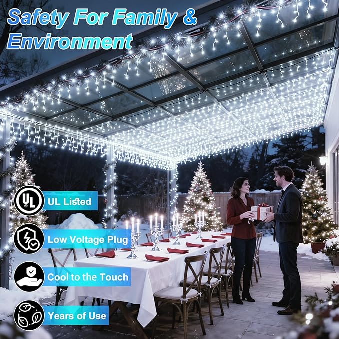 340 LED 90FT Christmas String Lights Outdoor, 12 Pro Modes and Timer Memory & Brightness, Plug in Waterproof Dark Green Wire Twinkle Light for for Xmas Yard Tree Wedding Party Decor (Cool White)