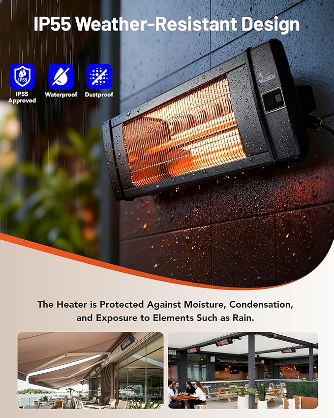 DR. INFRARED HEATER Portable Infrared Indoor and Outdoor Space Heater for Patio, Garage, Commercial & Residential With Remote Control, Without Thermostat, Black