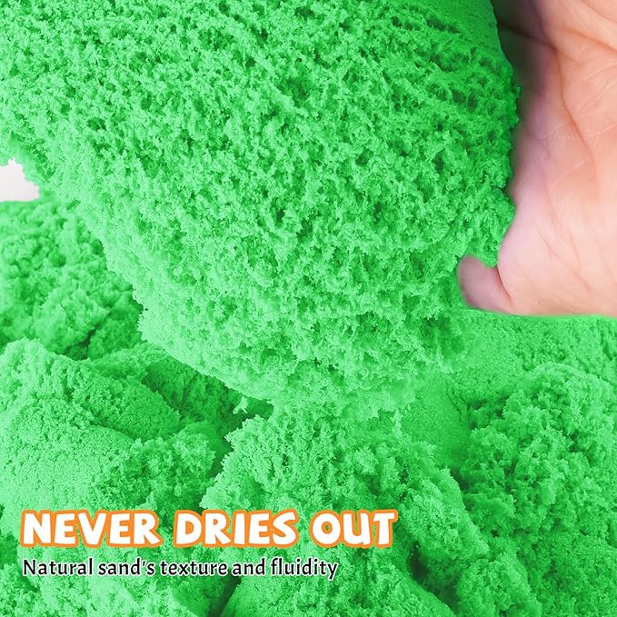 NiToy FlexiSand Value Pack Colored Moldable Self-Sticking Sand, Never Dries Out Fun for 3 Years and Up Kids, Bulk Refill for Sensory Sand Box Toys, Ideal for Shaping and Molding (11lbs, Green)