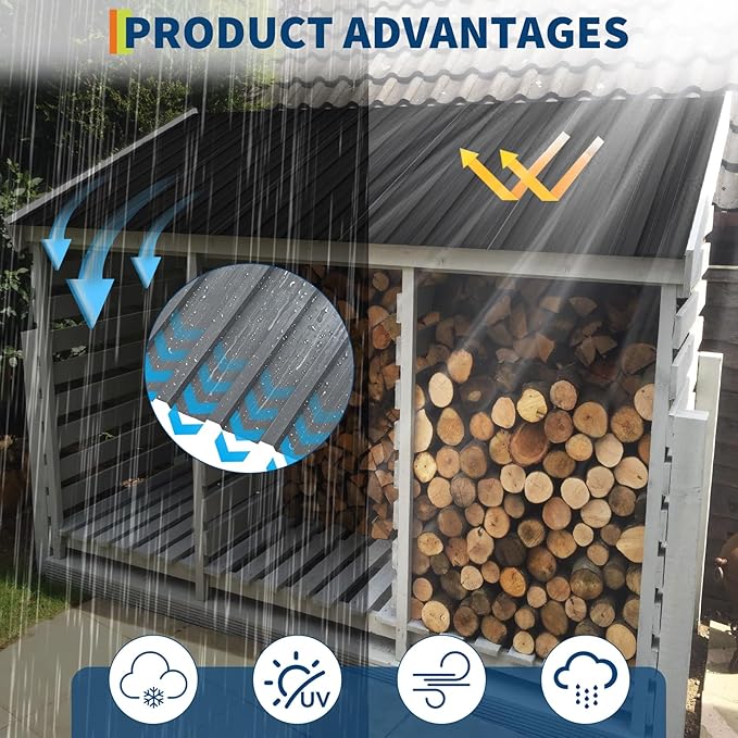20Pcs Metal Roofing Panels for Carport, Heavy Duty Metal Carport Kits, Galvanized Steel Corrugated Panels, for Patio Outdoor Garden, 60.63 in x 16.77 in