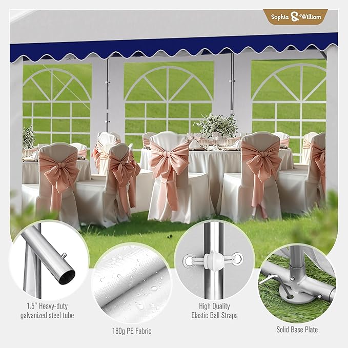 Tents for Parties Party Tent 20x40 ft, Outdoor Canopy Carpas para Fiestas Heavy Duty, Large Waterproof Patio Event Wedding Tent White & Blue with Sidewalls Walls for Backyard