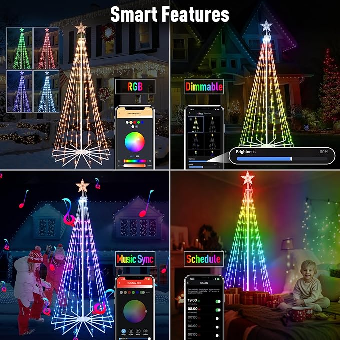 Magical 9FT 460 LEDs Smart Christmas Tree with App Control, 85+ Lighting Modes, Music Sync, IP65 All-Weather Metal Frame, Easy Setup for Front Yard, Holiday, Party, Family Joy
