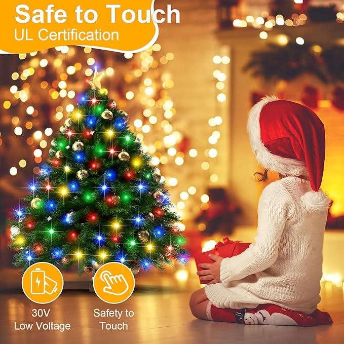 295Ft 600LED F8 Upgraded Christmas Lights Outdoor Decorations 8 Modes & Memory Timer Christmas with Plug in Waterproof Fairy String for Xmas Wedding Party Holiday Decor