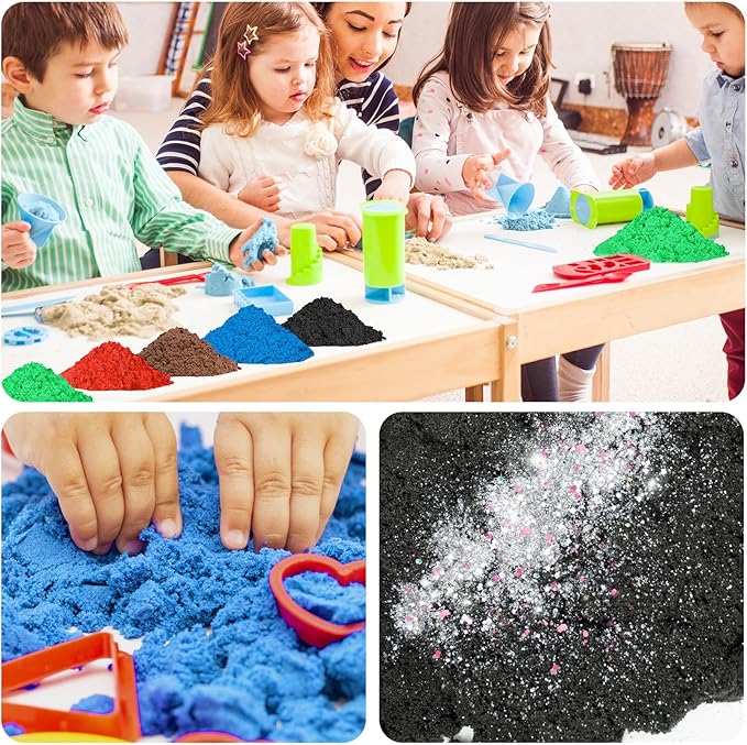 NiToy FlexiSand 11 lbs Moldable Self-Sticking Sand, Never Dries Out Fun for 3 Years and Up Kids Bulk Refill for Sensory Sand Box Toys, Ideal for Shaping, Squeezing Rolling (5kg, Neutral Shades)
