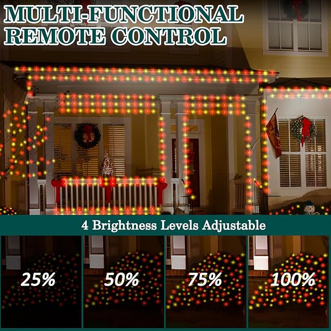 HYH Christmas Lights Outdoor String Lights 500LED 164FT Multicolored Xmas Plug in Fairy Lights Waterproof with Remote for Outside Bush Tree Decor Garden Patio Indoor Balcony Christmas Party