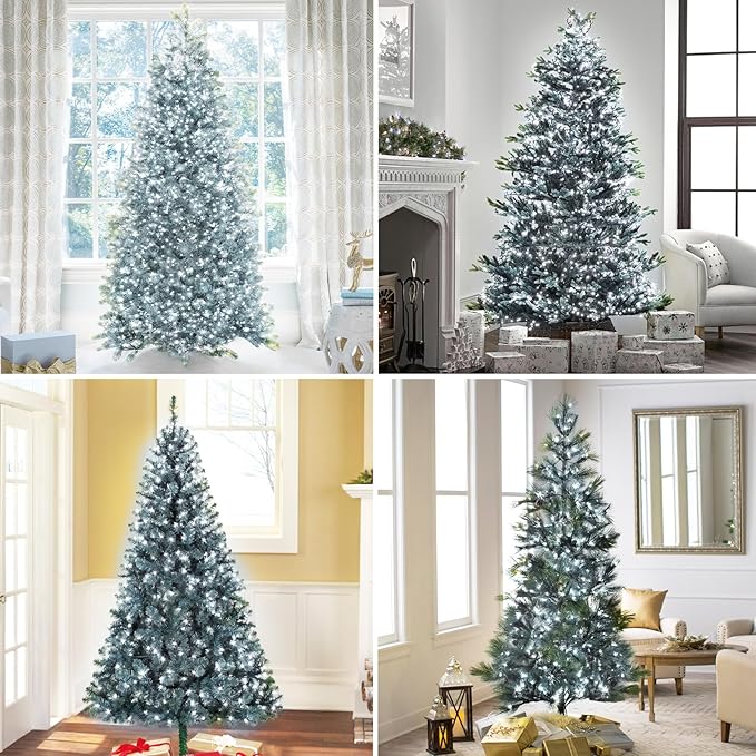 Easy Christmas Tree Lights Indoor Outdoor, 280 LED Christmas String Lights 6.6FT x 8 Lines with 8 Modes & Timer, Waterproof Twinkle Lights Plug in for 6FT Xmas Tree Christmas Decoration (Cool White)