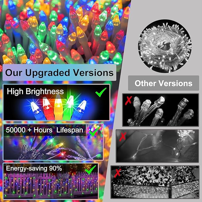 612 LED Christmas Lights with 136 Drops, 60ft 12 Modes Hanging ice String Lights with Timer & Dimmable & Waterproof, Plug-in Fairy Lights for Tree Holiday Wedding Party Christmas Decor Multicolor