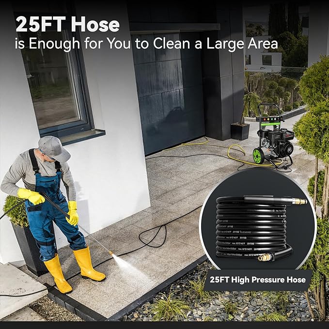 4200PSI Gas Pressure Washer 4.0GPM Gas Power Washer 212CC Gas Powered Washing Machine Commercial High Pressure Washer with 25ft Hose&5 Nozzles for Patio Garden Yard Vehicle,EPA/CARB/ETL (Black)