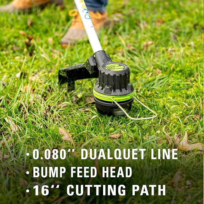 Greenworks 80V Brushless Cordless Yard Tool Combo Kit with 2.0Ah Battery & Rapid Charger ? 16 Dual-Line String Trimmer and 500 CFM / 125 MPH Leaf Blower, Variable Speed, 4-Year Warranty