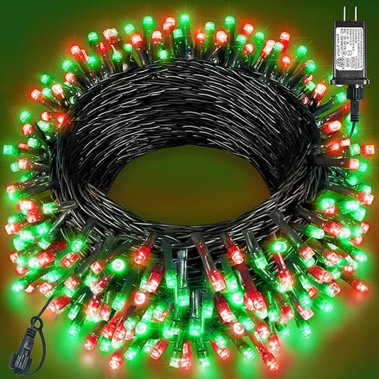 Red and Green Christmas Lights Outdoor, 80FT 240 LED Christmas Tree Lights Waterproof Plug in, 8 Modes Connectable Christmas Decorations Green Wire for Indoor Room Xmas Garden Party