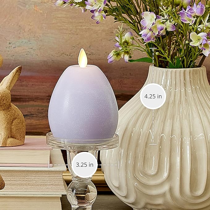 Luminara - Flameless Holiday Crystal Beads Glitter Sphere Candle - Lavender - Pack of 1-4x4.25 - Auto Timer Built-in 5-Hour Timer Candle Indoor Use