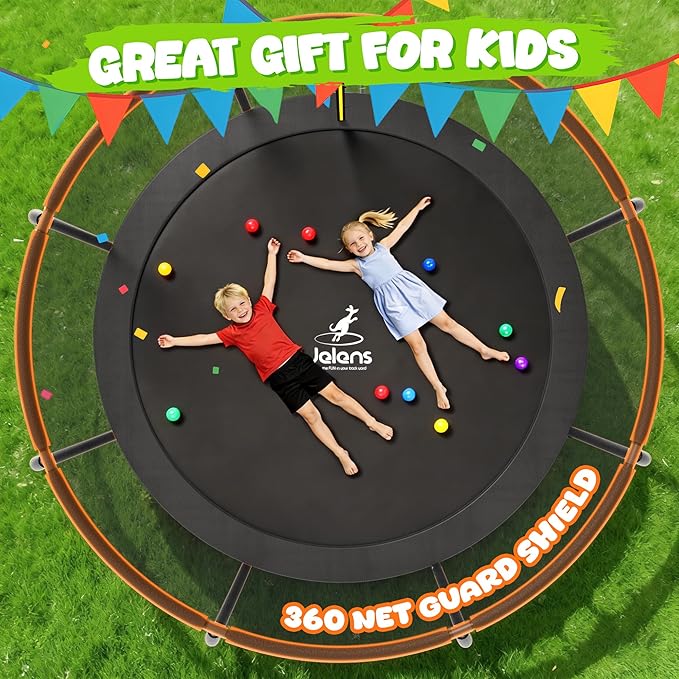 Trampoline 8FT 10FT 12FT 14FT 15FT 16FT, Recreational Trampolines with Enclosure Net and Ladder, Outdoor Anti-Rust Trampolines for Kids and Adults, ASTM Approved