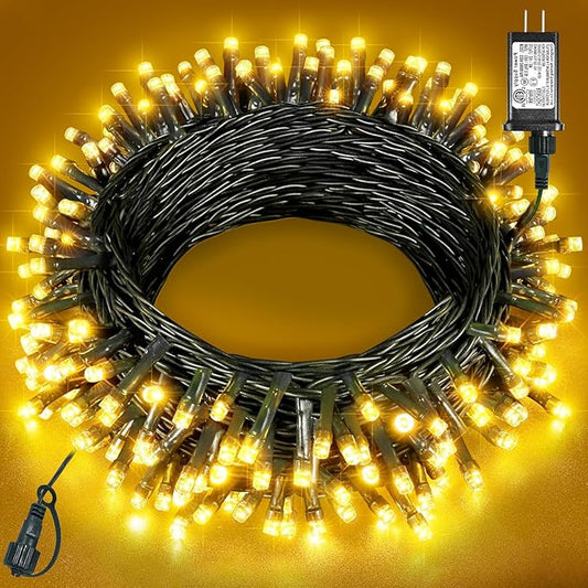 40FT 120 LED Christmas Lights Outdoor, Warm White Christmas String Lights with 8 Modes & Waterproof, Connectable Plug in Christmas Tree Lights for Indoor Bedroom Yard Holiday Decorations