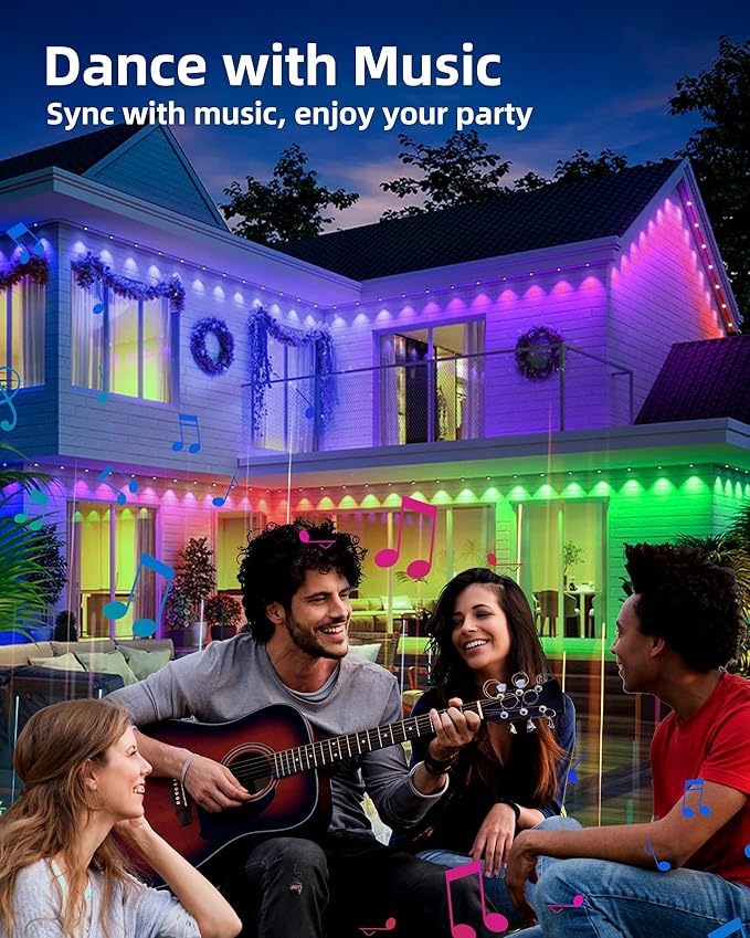 Permanent Outdoor Lights, 63.6ft with 36 RGBIC LED Light with App Control, Waterproof Permanent Christmas Lights for Outside Roofline Decor, Garden Decor, House,Party, Holiday Xmas Decoration