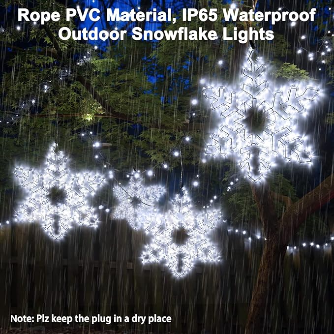DBFAIRY 27" Christmas Big Snowflake Lights Mains Powered Window Hanging Lights Christmas Snowflakes Light,16.8Ft Long Cable Festive Decor for Porch Wall Window Decor