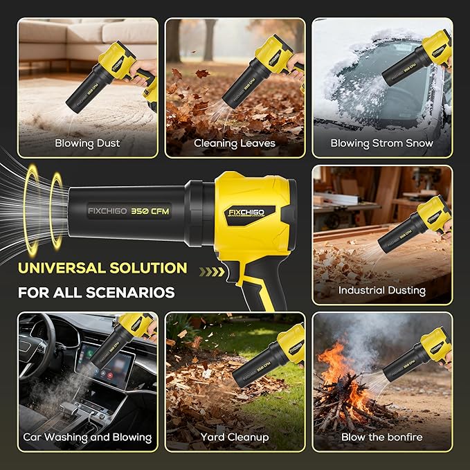 Cordless Leaf Blower, Brushless Dust Cleaner with 1 x 4.0Ah Batteries,3 Speed Modes,Handheld Leaf Blower for Lawn, Garage, Snow, Patio(Yellow)