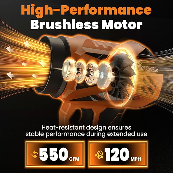 maXpeedingrods Cordless Leaf Blower, 550CFM Battery Leaf Blower with Charger, Infinitely Variable Speeds Lightweight Handheld, Leaf Blowers for Patio Cleaning, Car Water Blowing Leaves and Dust