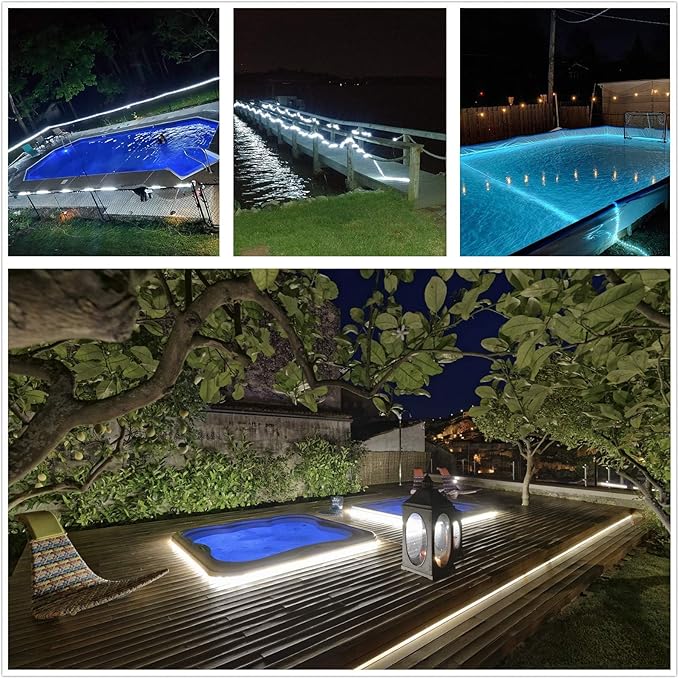 LED Rope Light, 20Ft LED Strip Lights Outdoor Waterproof Decorative Lighting for Indoor/Outdoor Decorations, Deck, Patio, Party and Bedroom Decorations (Cold White)