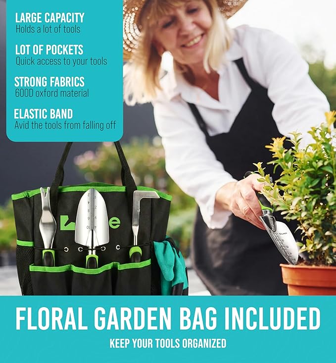 Heavy Duty Gardening Tools with Potting Mat- 24-Piece Gardening Gifts for Women, Men, Mom, Dad - Durable, Ergonomic Garden Tools Set