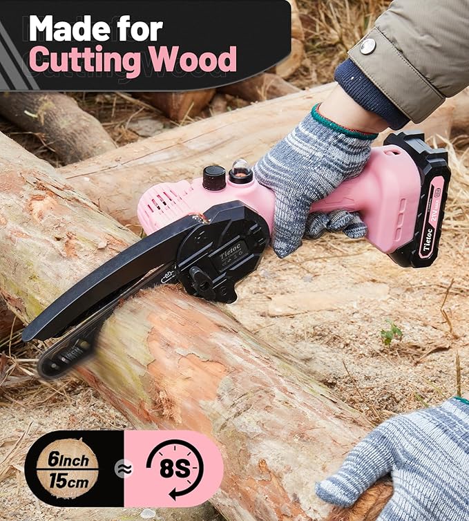 Tietoc Mini Chainsaw 6-Inch with 2 Batteries, Electric Saw, Stocking Stuffers Christmas Birthday Gifts Present for women mom wife Adults, Cool Gadgets 2025