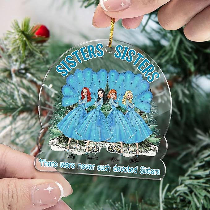 Gossby Personalized Sisters Sisters Christmas Ornament - Custom Sister Gift - Christmas Sister Friend Gift - Christmas Decorations - There were Never Such Devoted Sisters - 4 Sisters