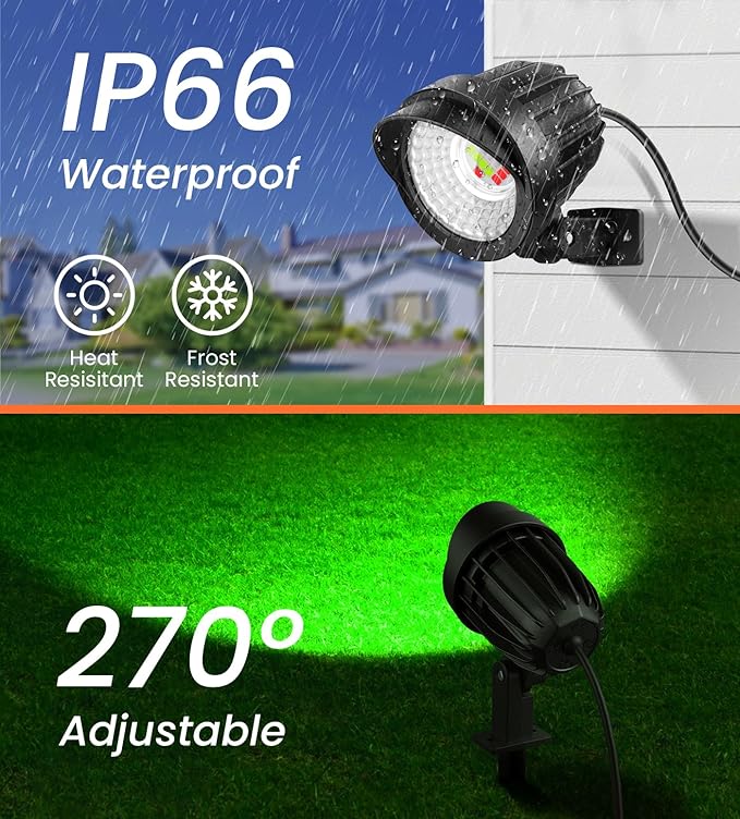 MEIKEE 15W RGB Outdoor LED Spotlight Color Changing Landscape Lights with 4.9ft Cable RGBW Landscape Lighting Waterproof Christmas Halloween Lights for Garden Path Decoration (4 Pack)