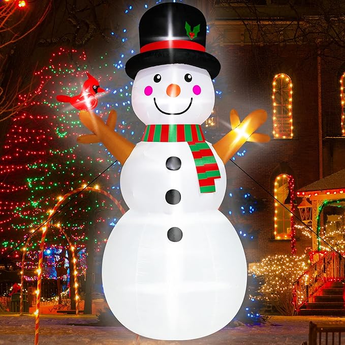 15FT Christmas Snowman, Huge Blow Up Snowman Inflatable Decor, Lighted Xmas Inflatables for Lawn Yard Holiday Party