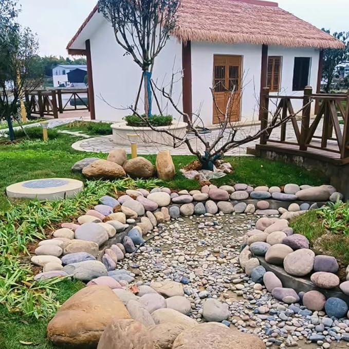 5 lbs Natural Aquarium Rocks, 2-3 Inch Large Pebbles.Decorative River Rocks for Plants, Fish Tank, Garden, Paving, Fountain, Walkways and Outdoor Landscaping